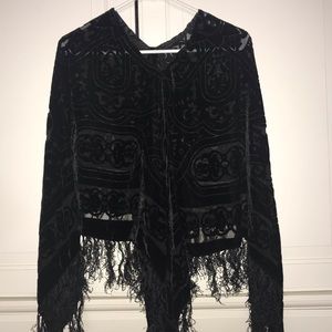 Vintage black velvet poncho